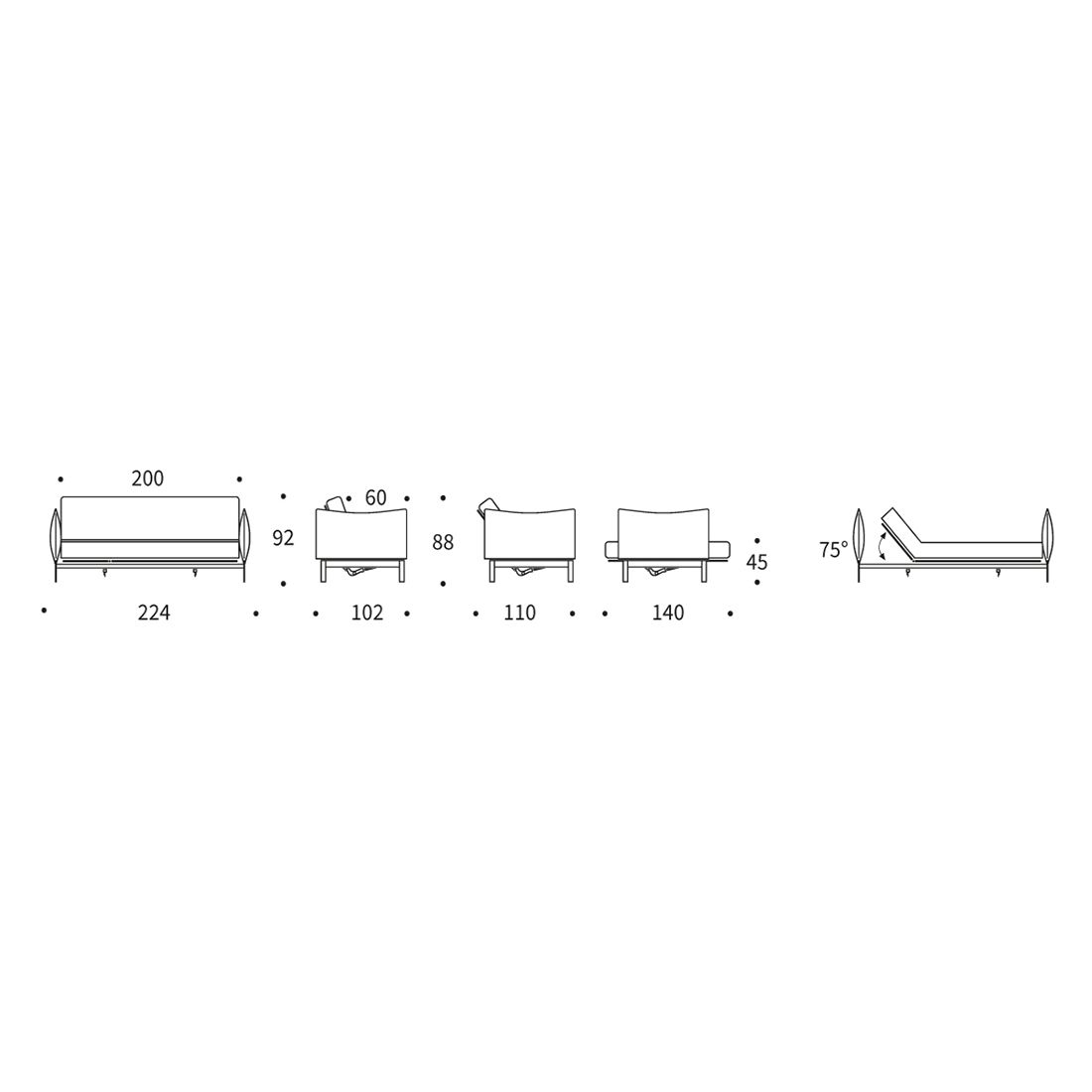 INNOVATION Junus Schlafsofa 224x102x92cm