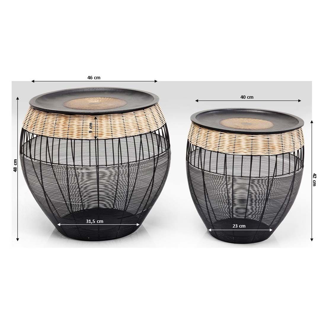 KARE African Drums Beistelltisch 2er-Set Ø46x48cm