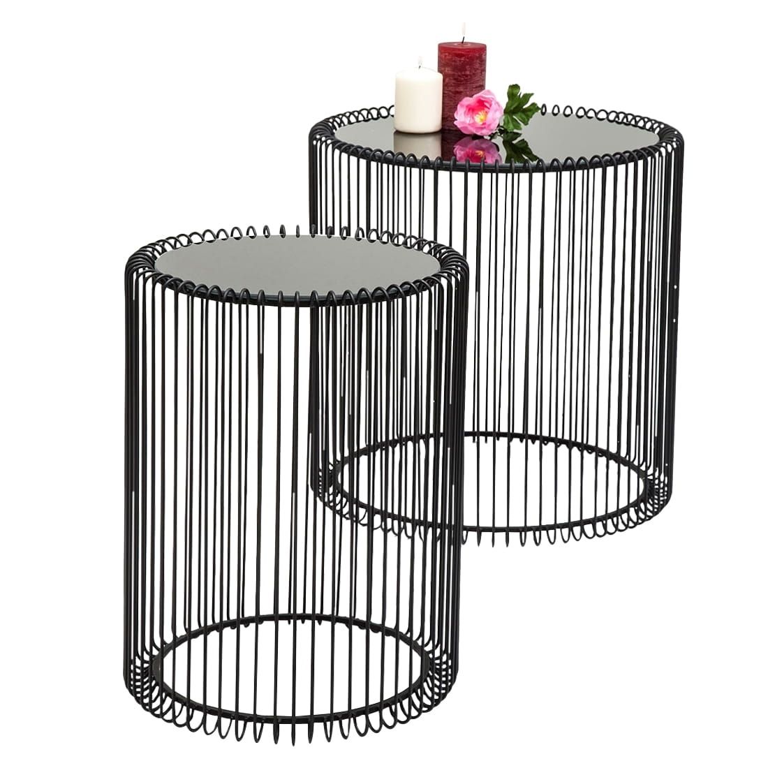 KARE Wire Schwarz Beistelltisch 2er-Set Ø44 cm