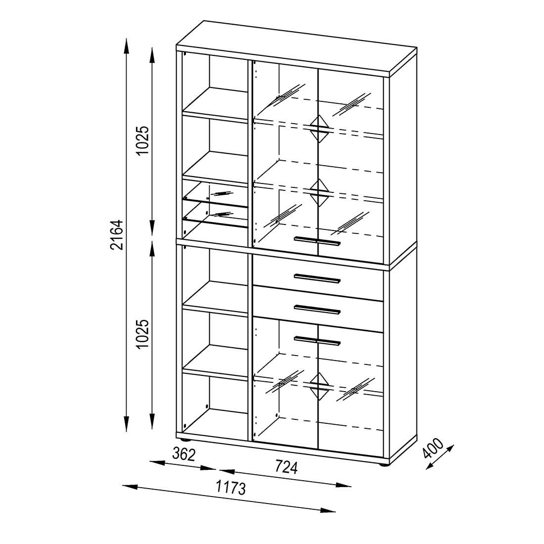Maja Möbel Set+ Büroschrank 117,3x40x216,4cm