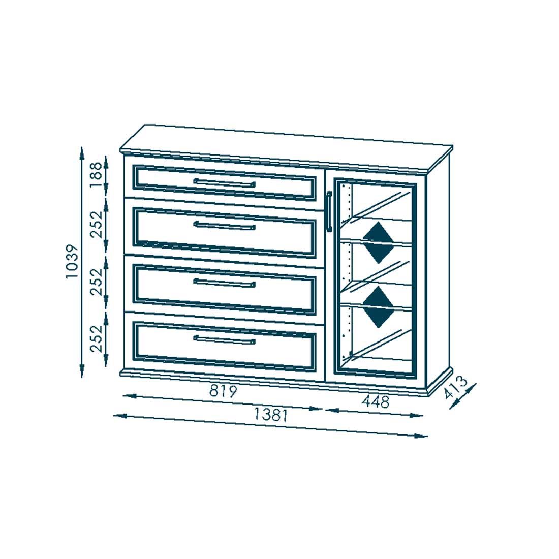 Maja Möbel Villo Sideboard 138,1x41,3x103,9cm