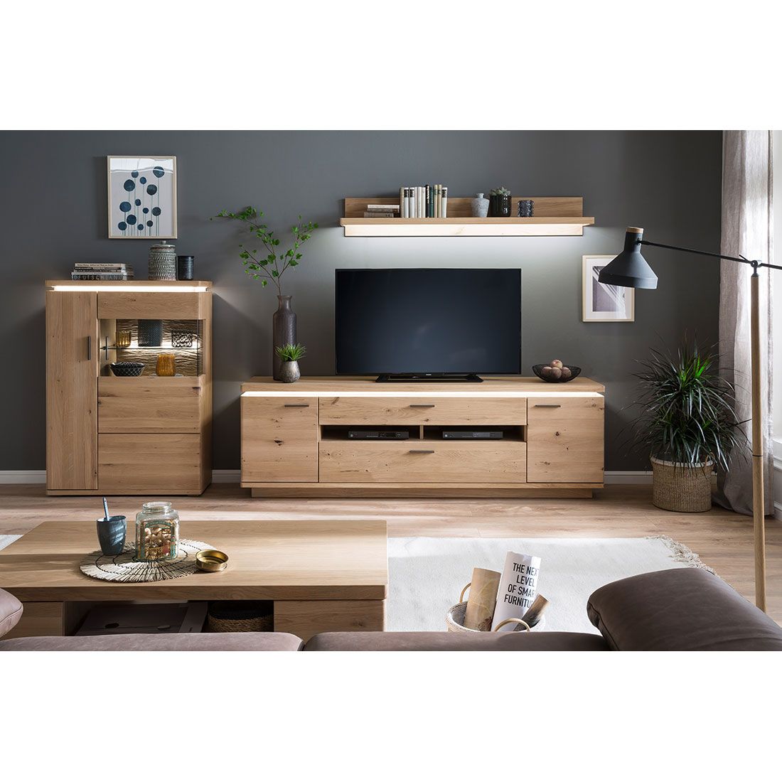 MCA Barcelona Highboard mit Beleuchtung 90x37x128cm