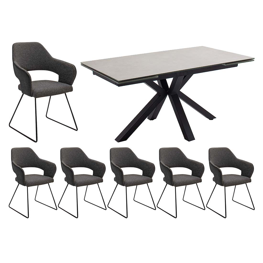 MCA Newcastle Essgruppe 7-tlg. Tisch 160/240x90cm