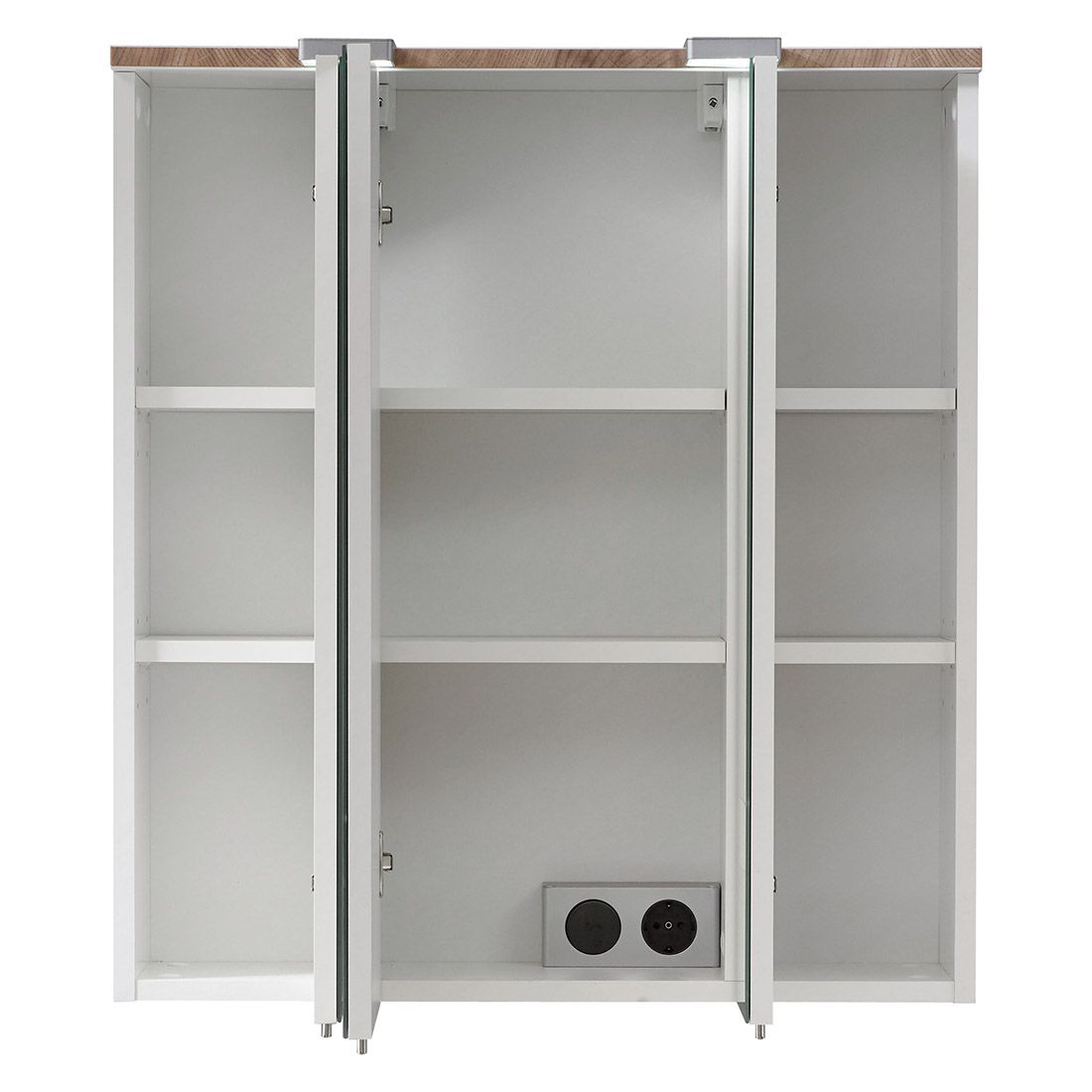 mit Quickset Pelipal 931 65x20x70cm Weiß/Eiche Beleuchtung Spiegelschrank