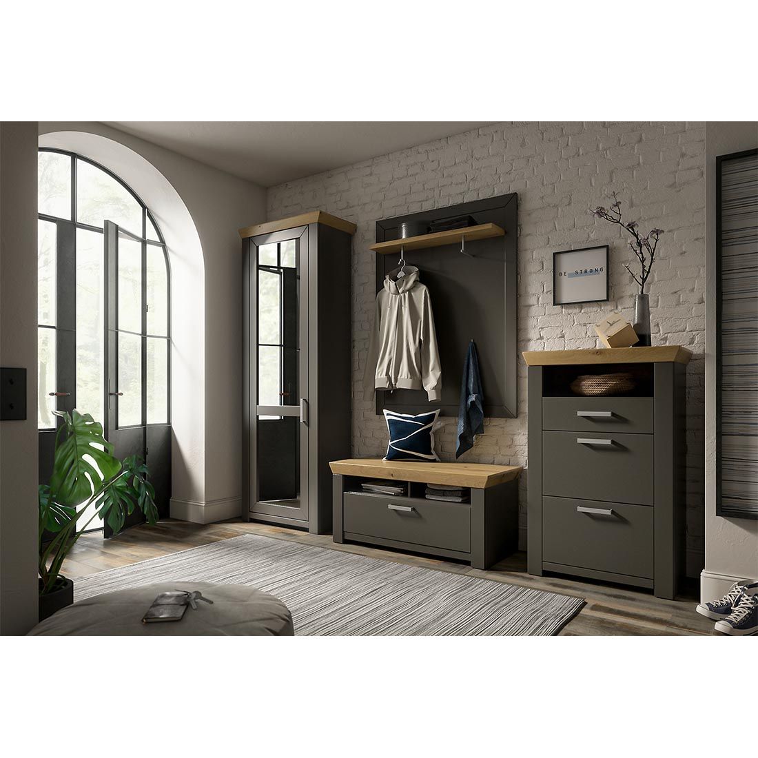 set one York Garderobenbank 104,5x51,2x46,6cm
