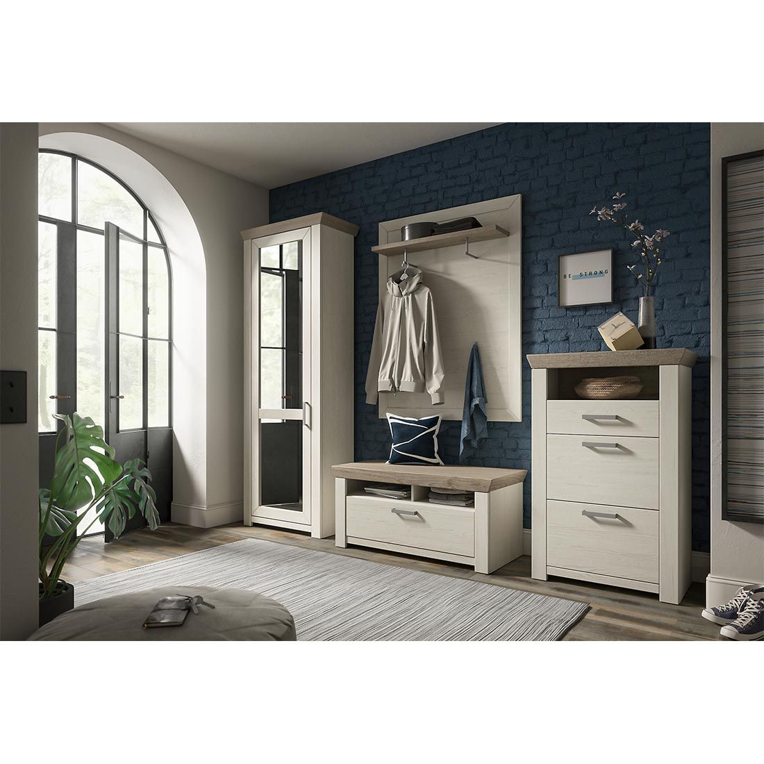 set one York Garderobenbank 104,5x51,2x46,6cm