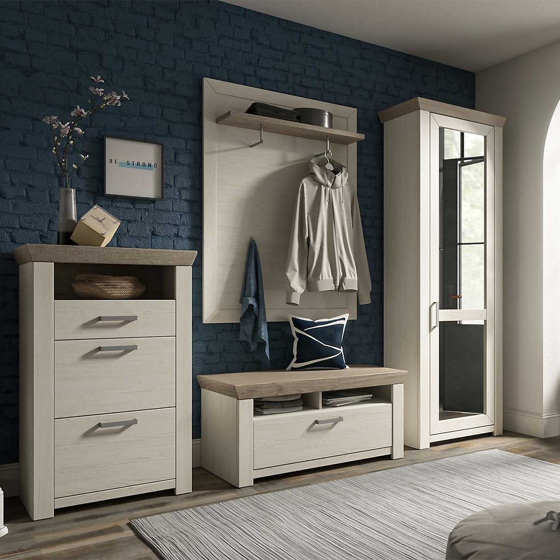 set one York Garderobenbank 104,5x51,2x46,6cm