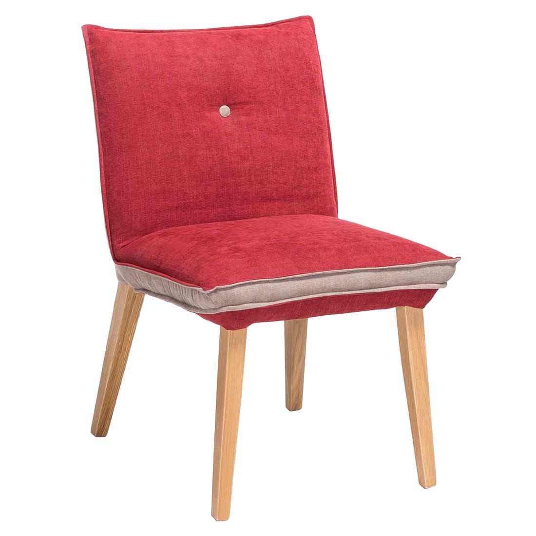 Stuhl Furniture Genua Rot/Beige/Eiche Natur Standard