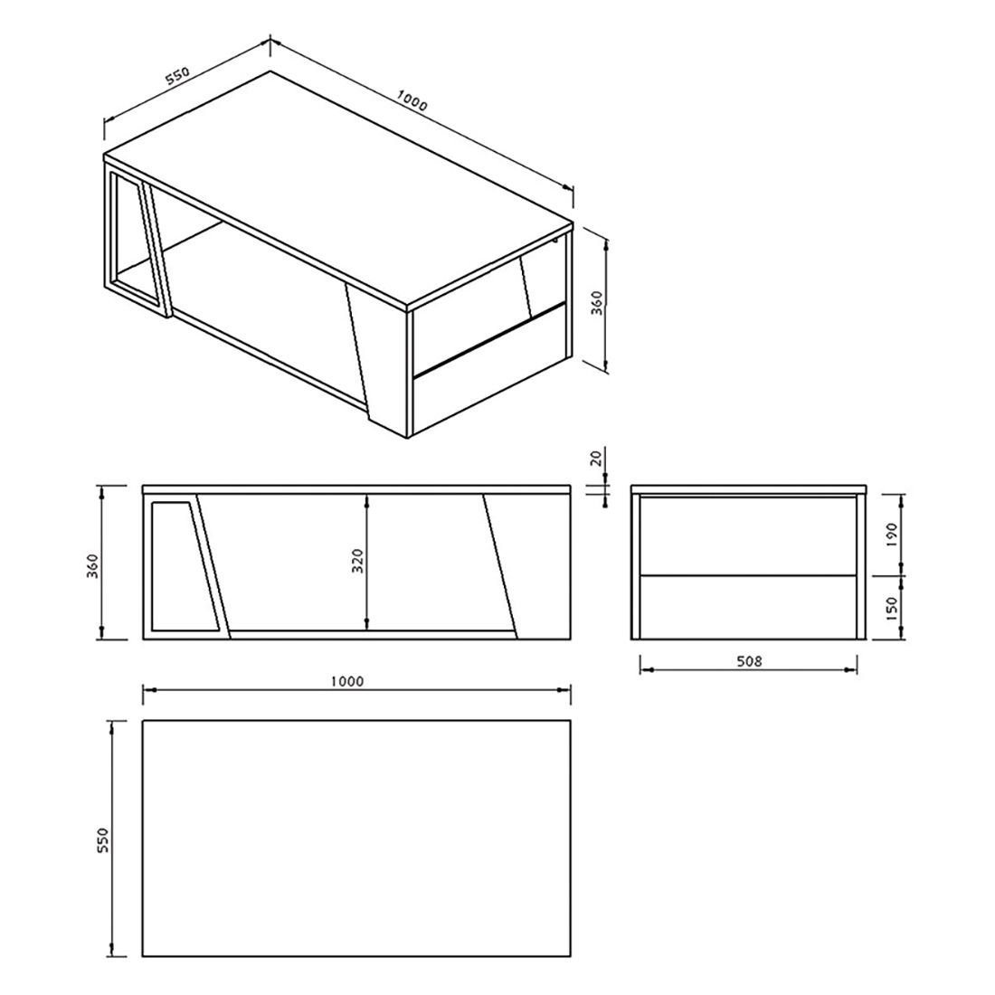 TEMAHOME Albi Couchtisch 100x55cm