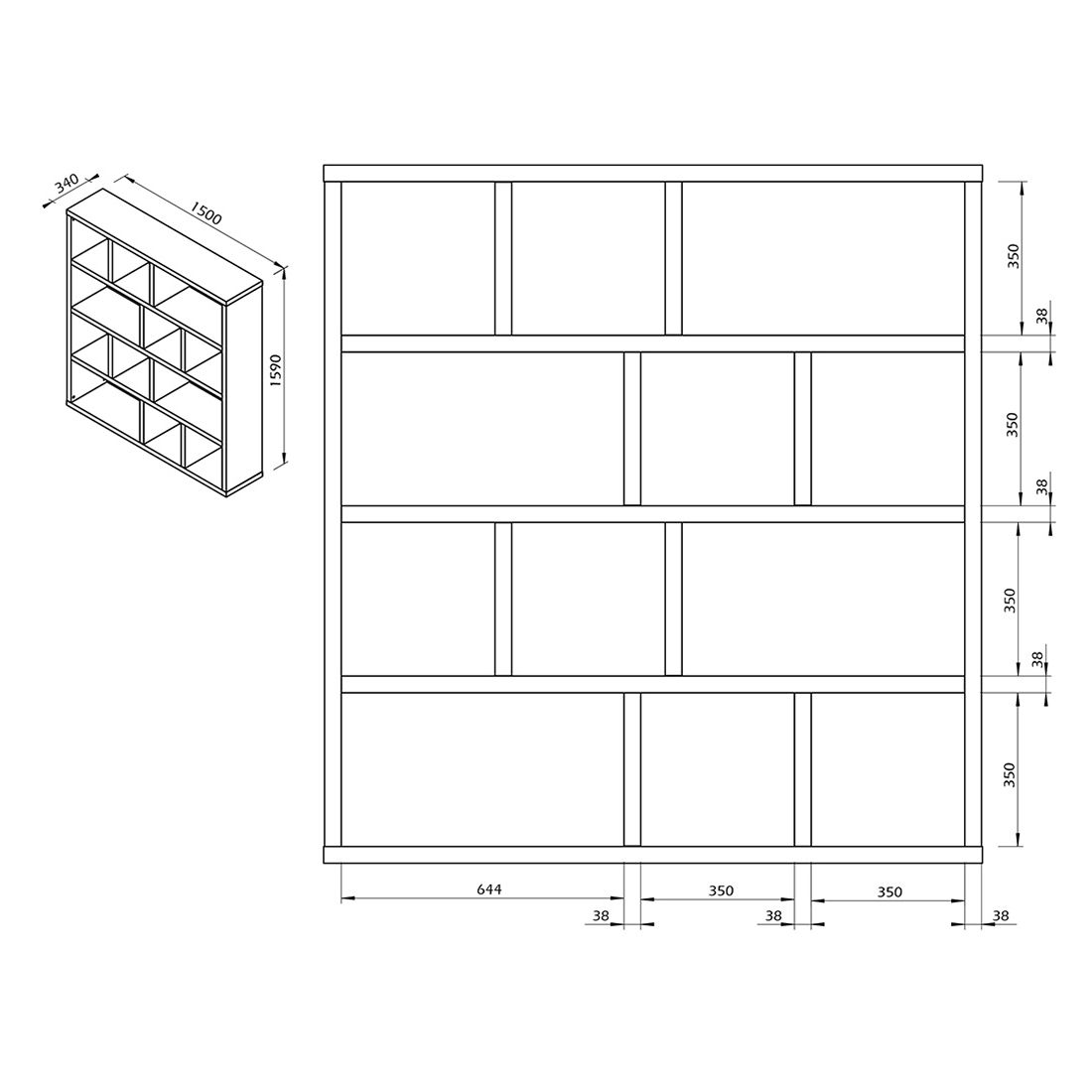 TEMAHOME Berlin Standregal 150x34x159cm