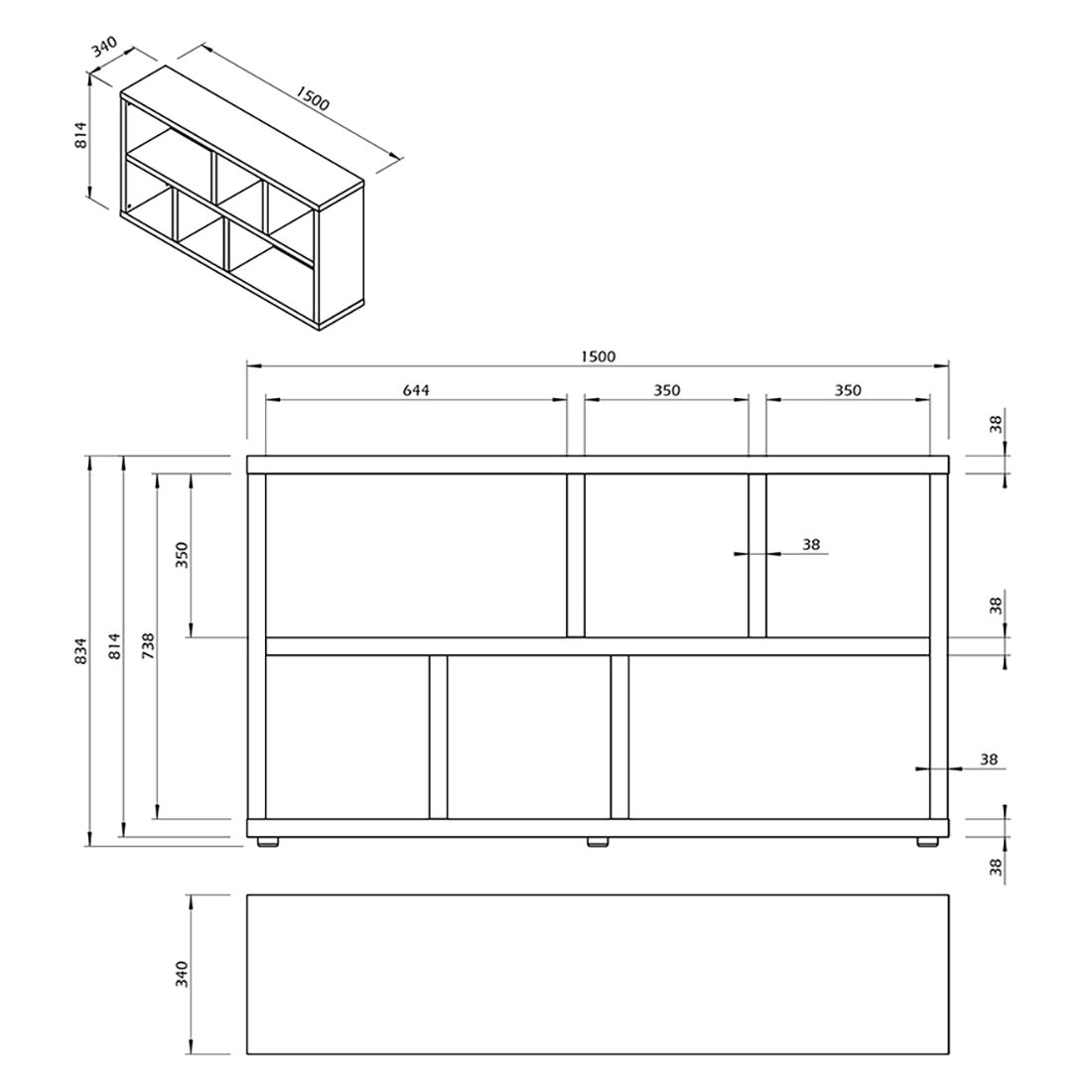 TEMAHOME Berlin Standregal 150x34x83cm