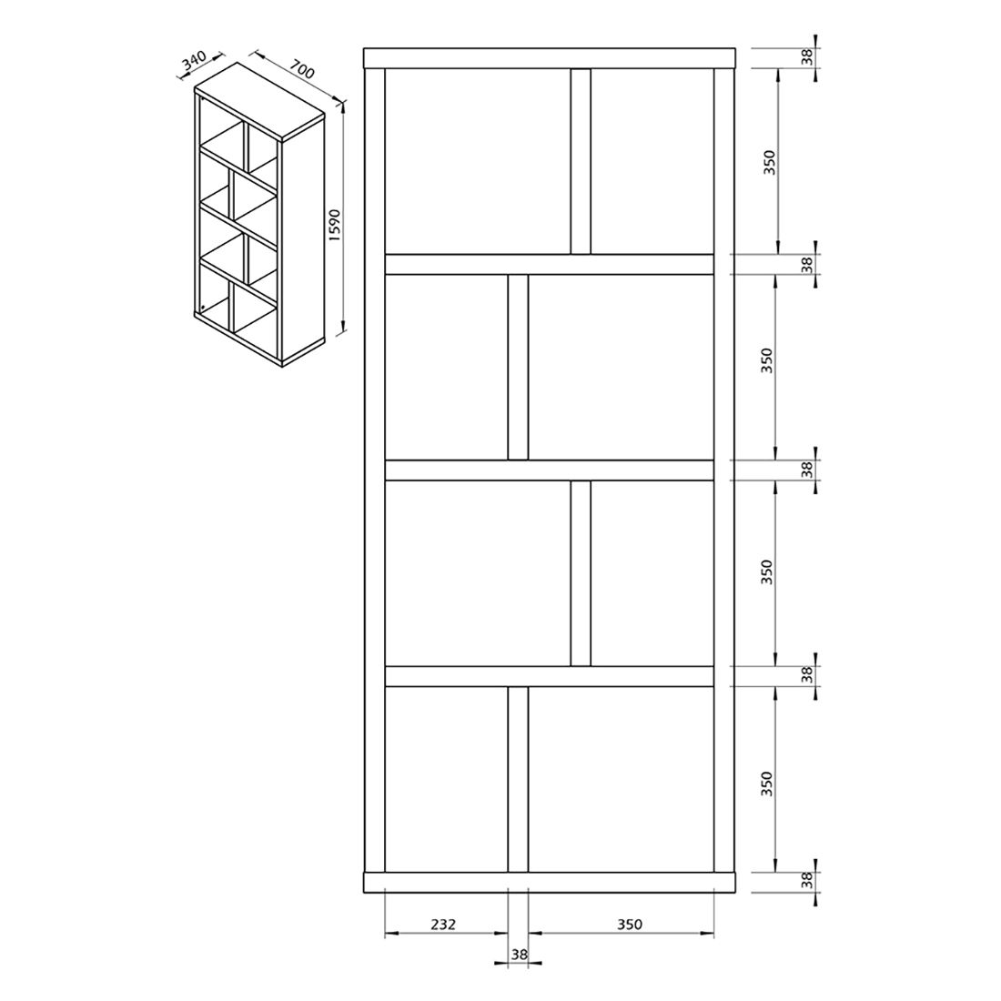 TEMAHOME Berlin Standregal 70x34x159cm