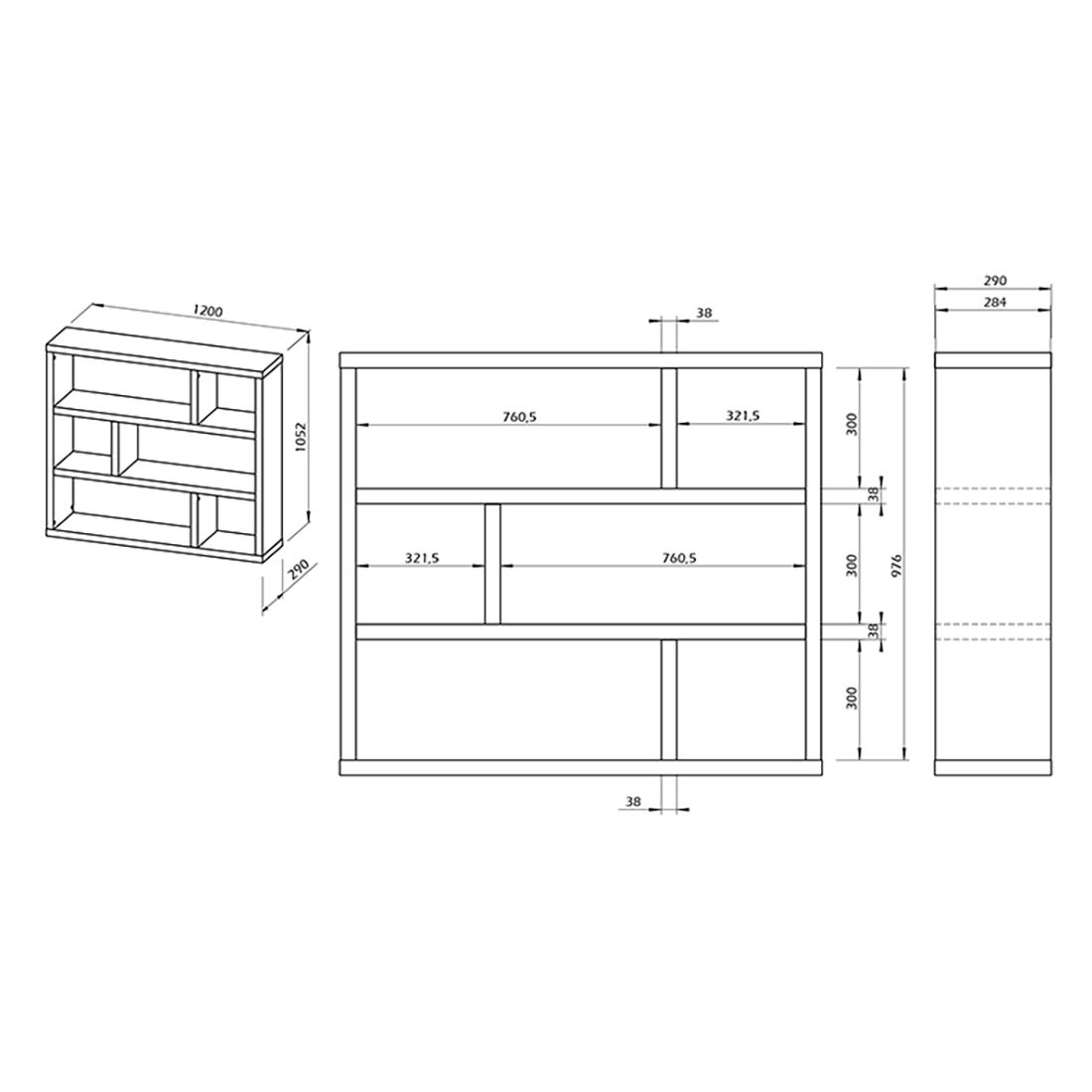 TEMAHOME Dublin Standregal 120x29x105cm