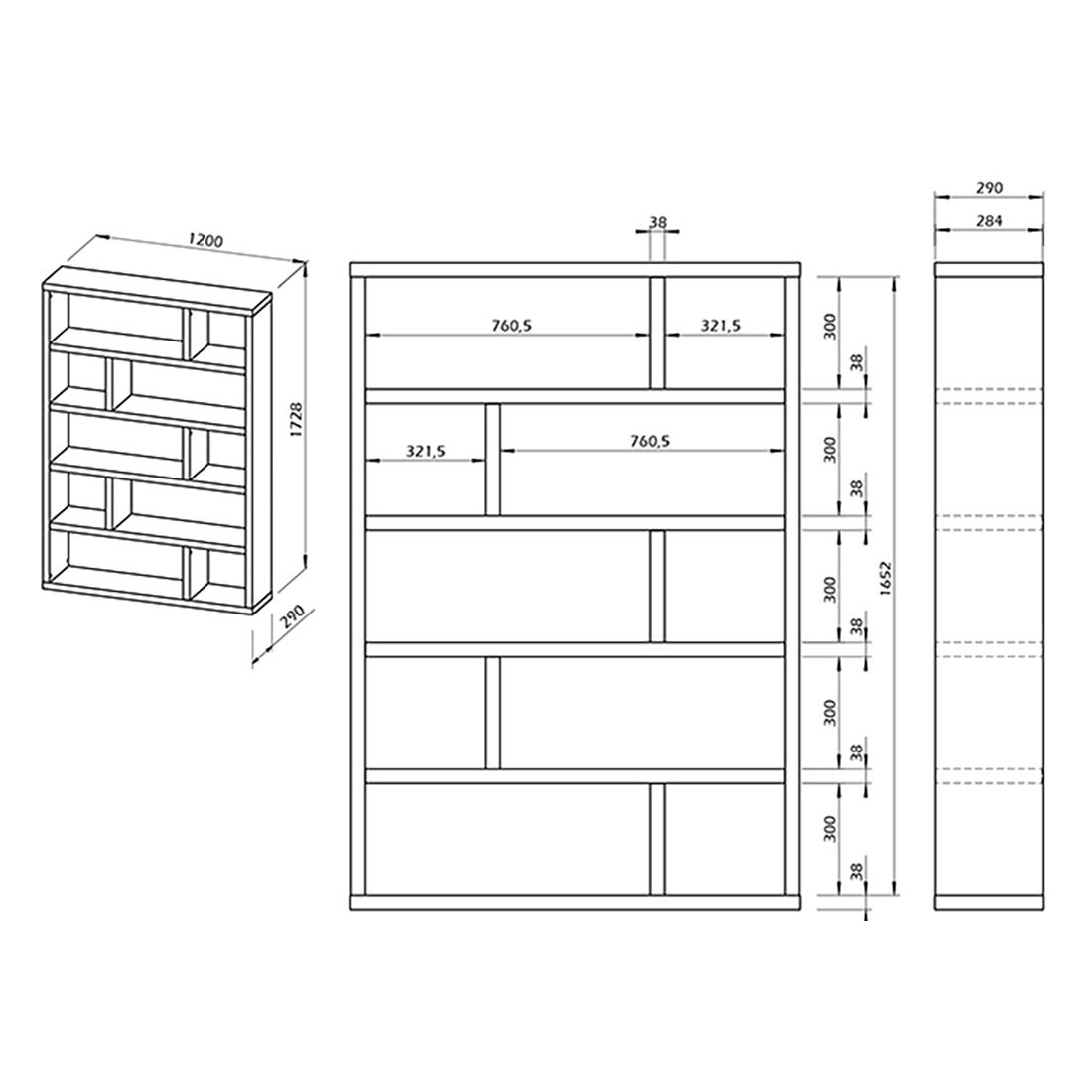 TEMAHOME Dublin Standregal 120x29x173cm