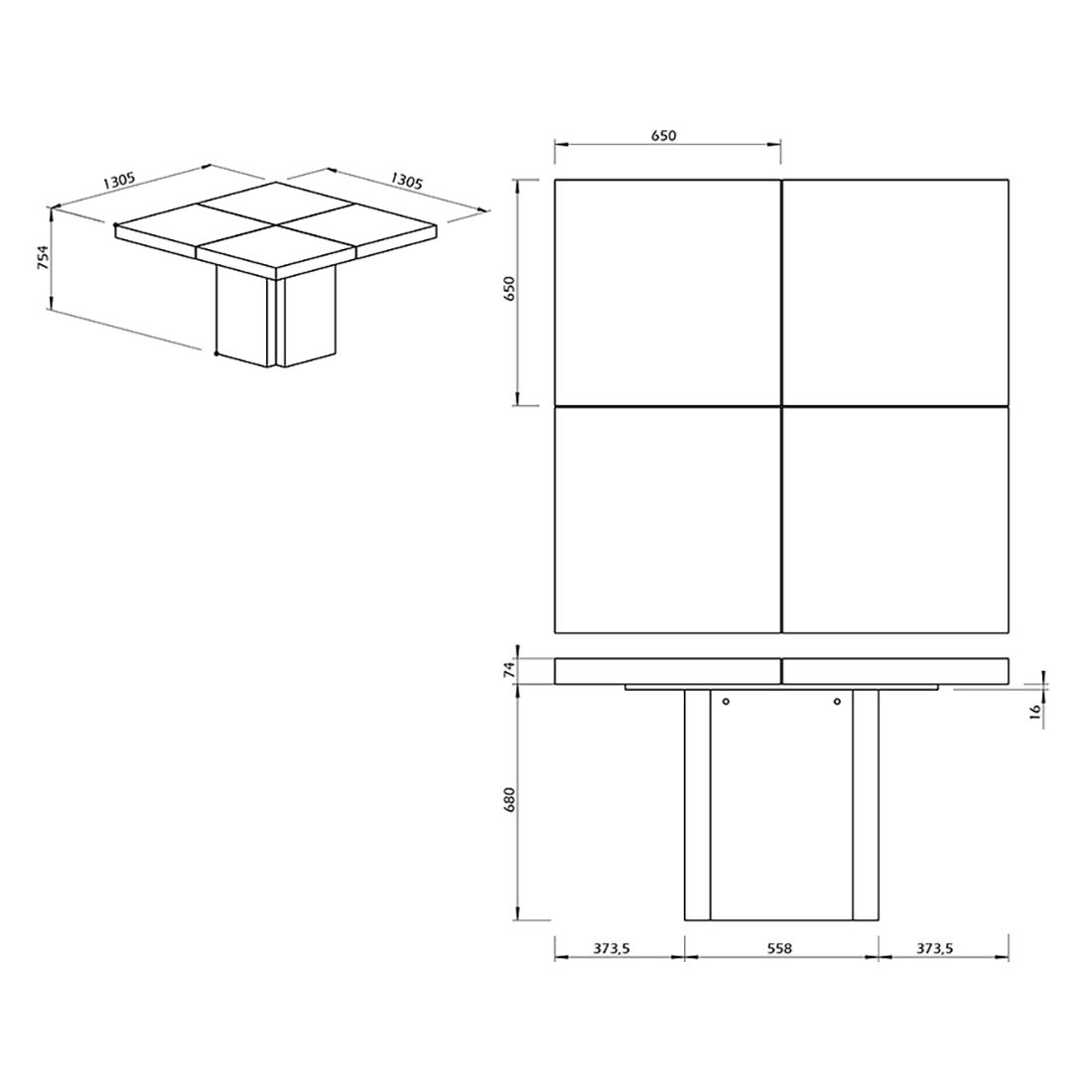 TEMAHOME Dusk Esstisch 130x130cm
