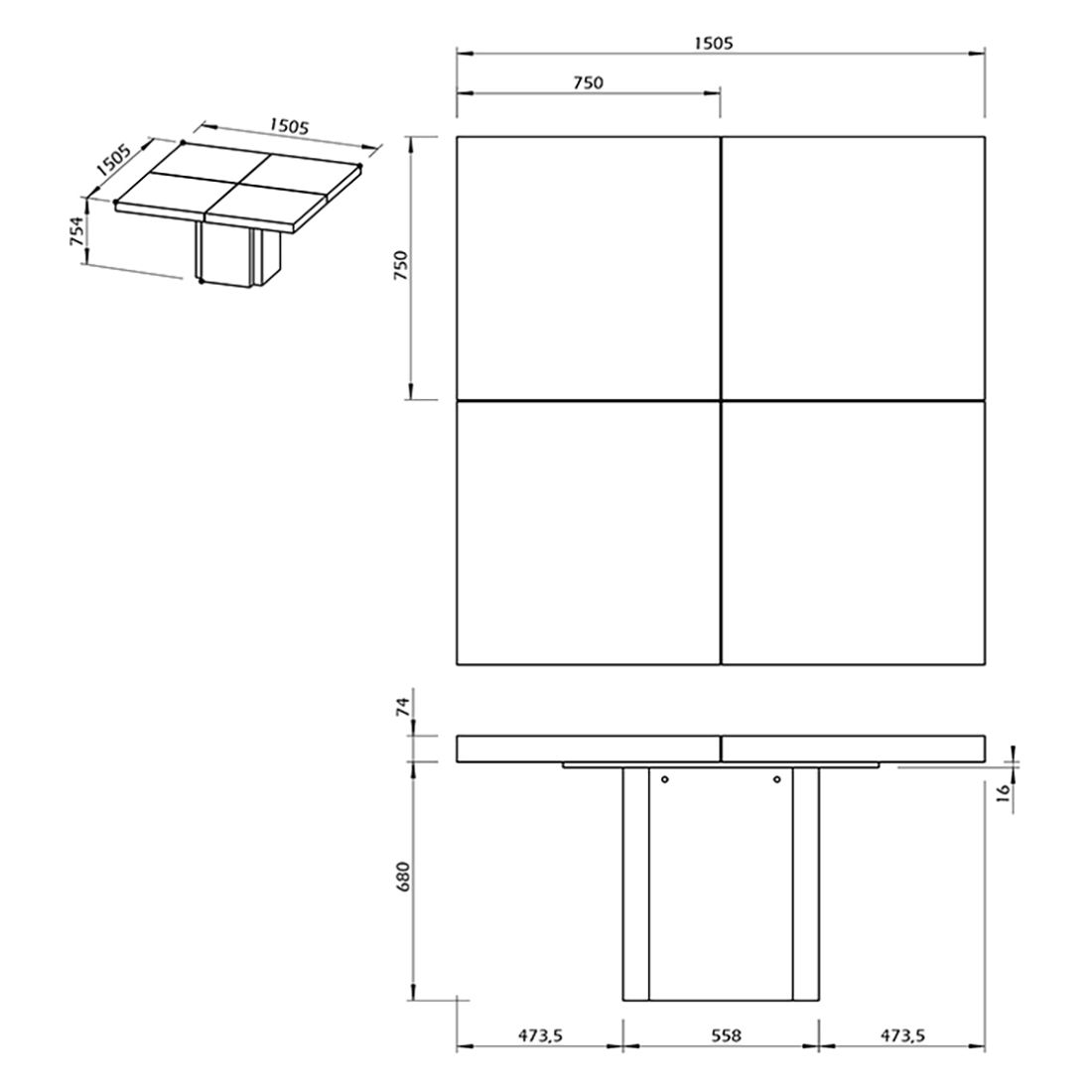 TEMAHOME Dusk Esstisch 150x150cm