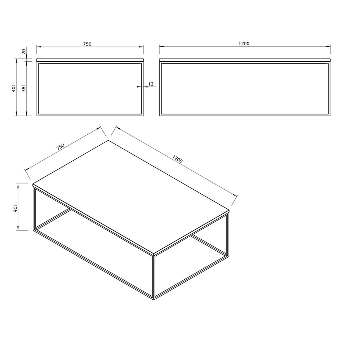TEMAHOME Gleam Couchtisch 120x75cm