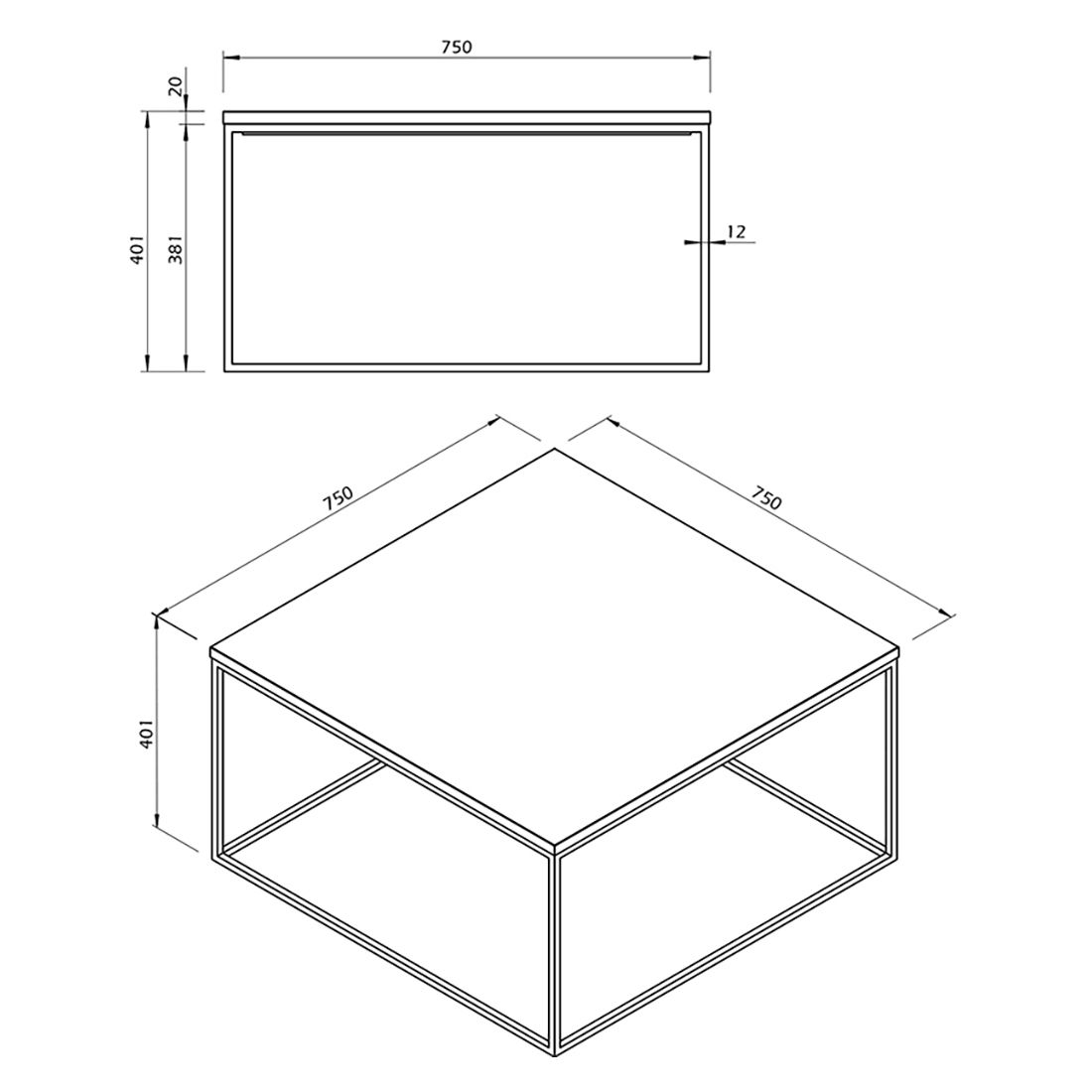 TEMAHOME Gleam Couchtisch 75x75cm