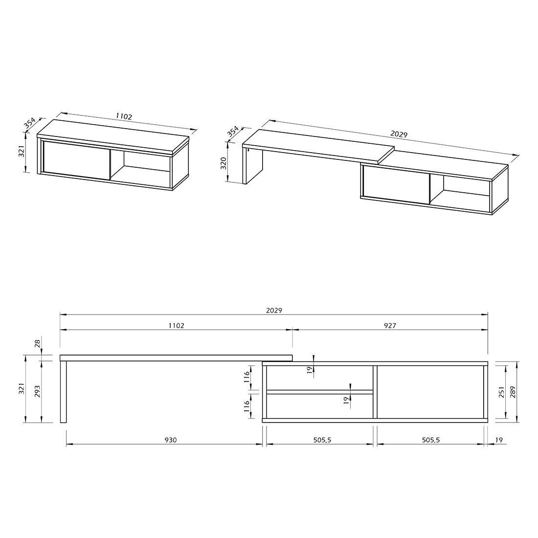TEMAHOME Move Lowboard 110/203x35,4x32cm
