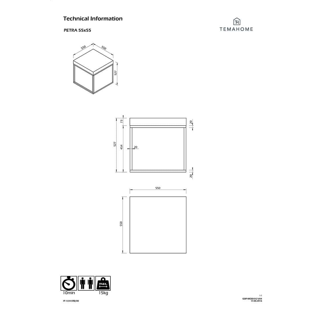 TEMAHOME Petra 55 Concrete Beistelltisch 55x55x38cm