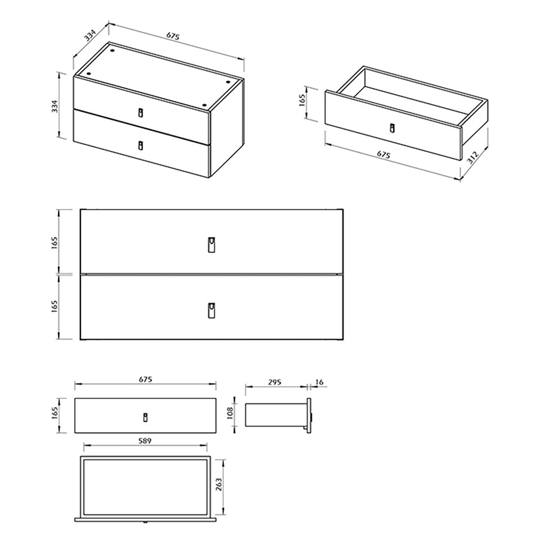 TEMAHOME Pombal Schubkasten-Aufsatz 67,5x33,4x33,4cm
