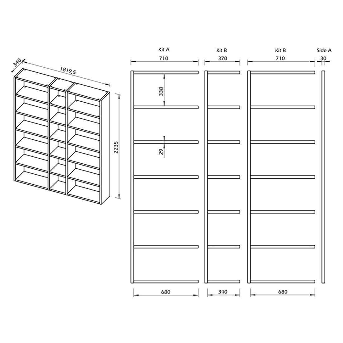 TEMAHOME Pombal Standregal 182x34x224cm