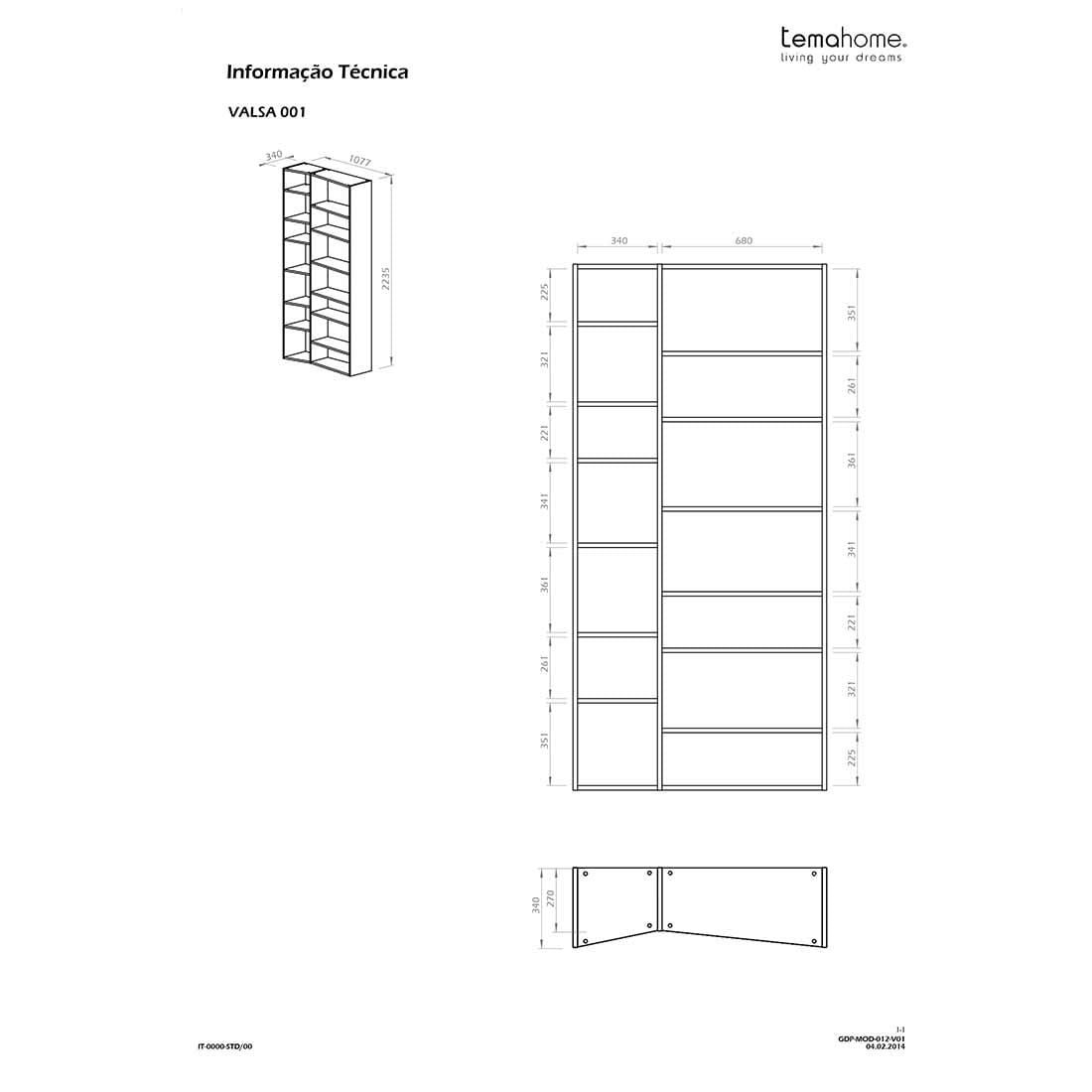TEMAHOME Valsa 001 Wandregal 108x34x224 cm