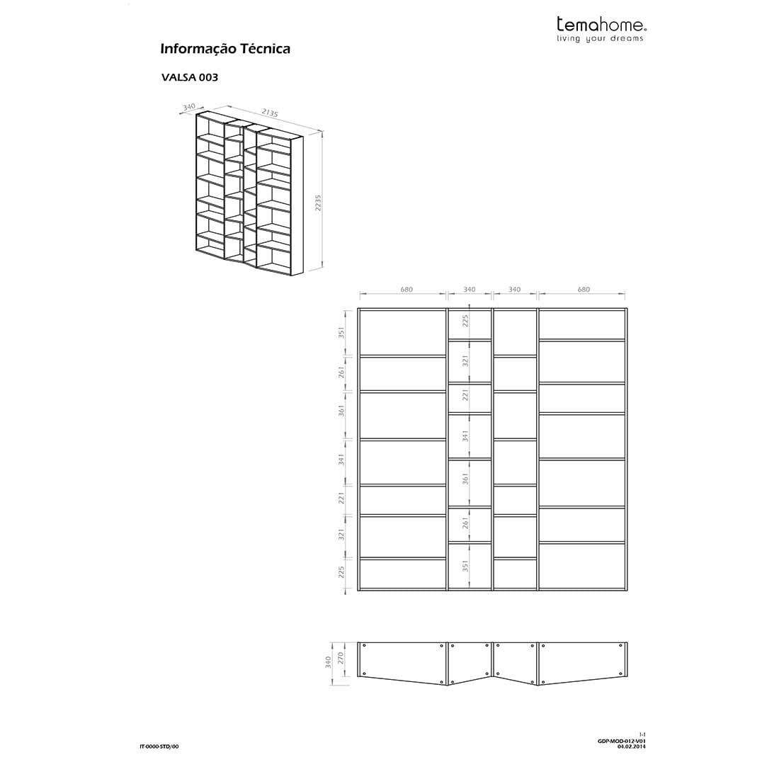 TEMAHOME Valsa 003 Wandregal 214x34x224 cm