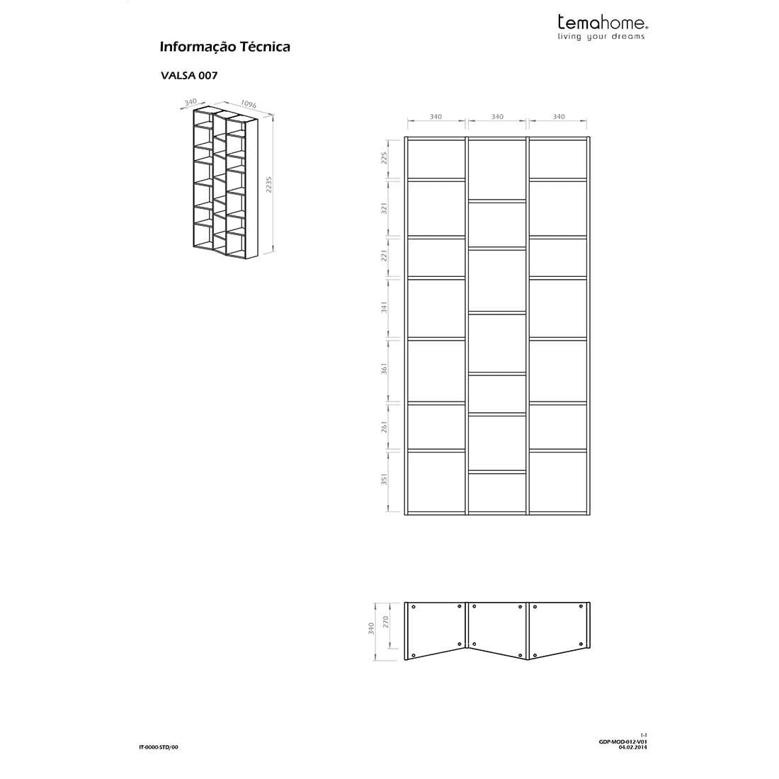 TEMAHOME Valsa 007 Wandregal 110x34x224 cm