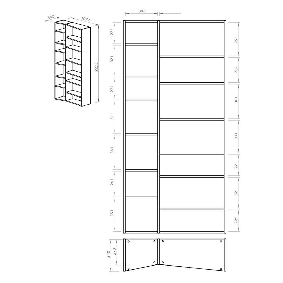 TEMAHOME Valsa Standregal 108x34x224cm