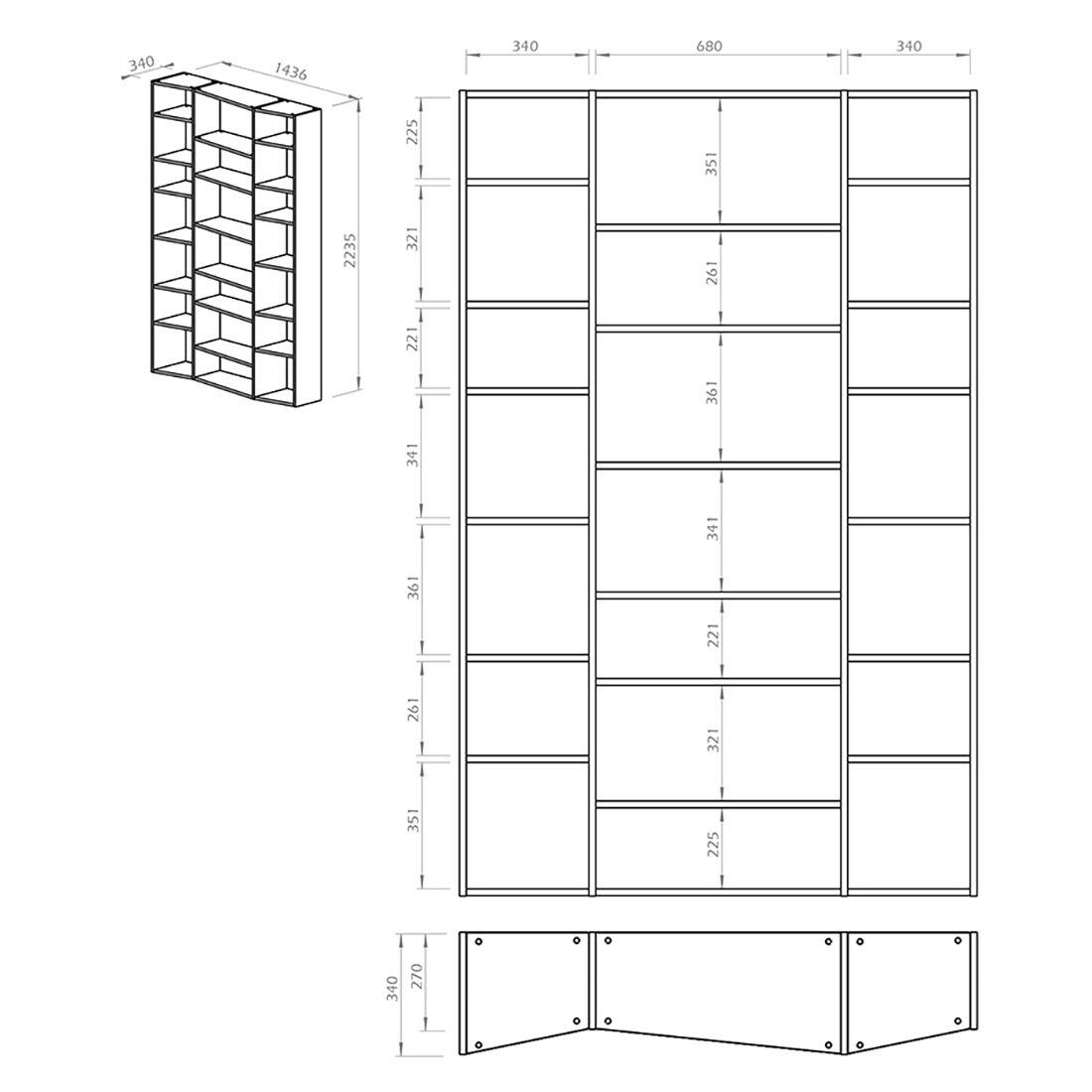 TEMAHOME Valsa Standregal 144x34x224cm