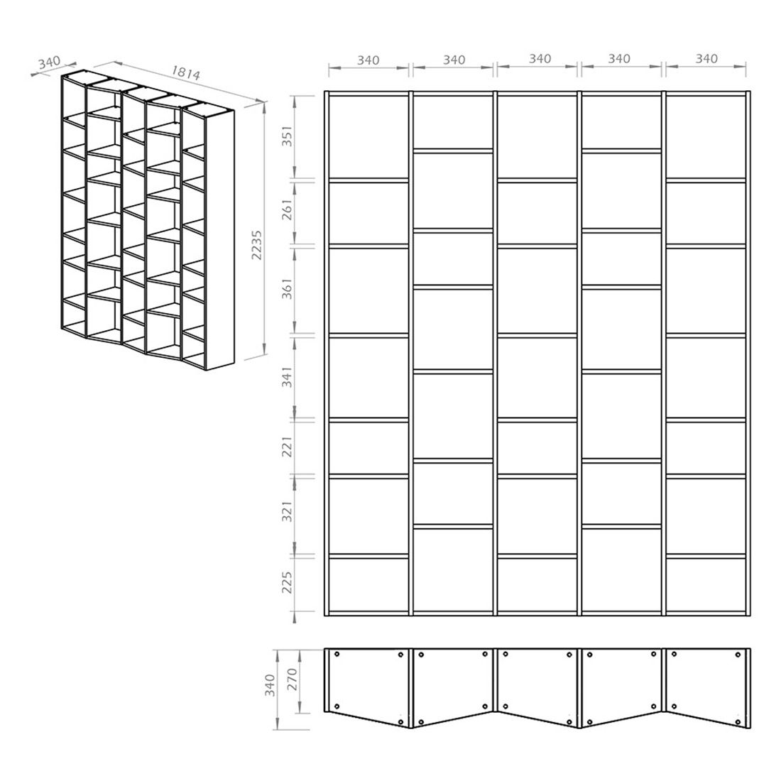 TEMAHOME Valsa Standregal 182x34x224cm