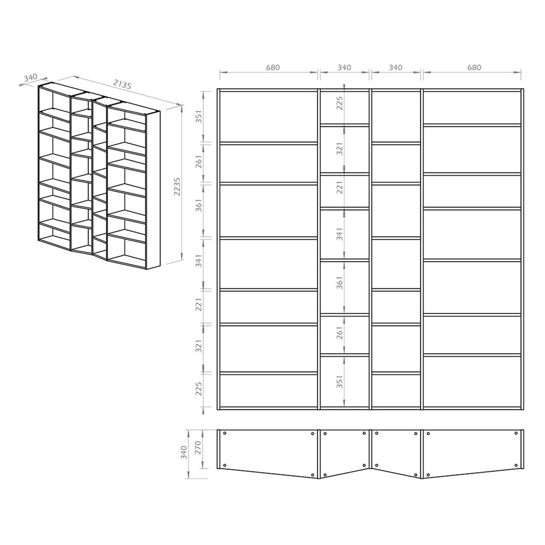 TEMAHOME Valsa Standregal 214x34x224cm