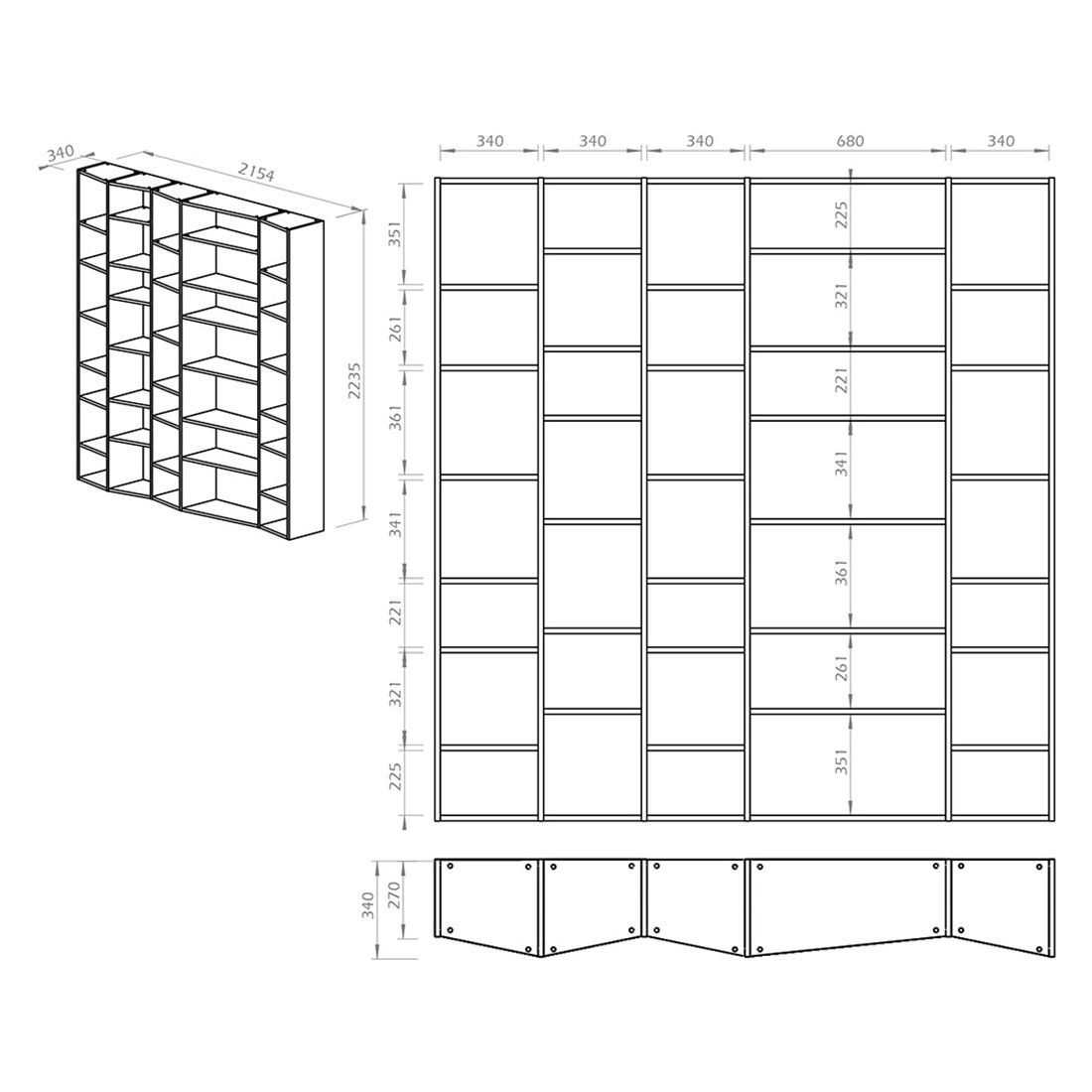 TEMAHOME Valsa Standregal 216x34x224cm