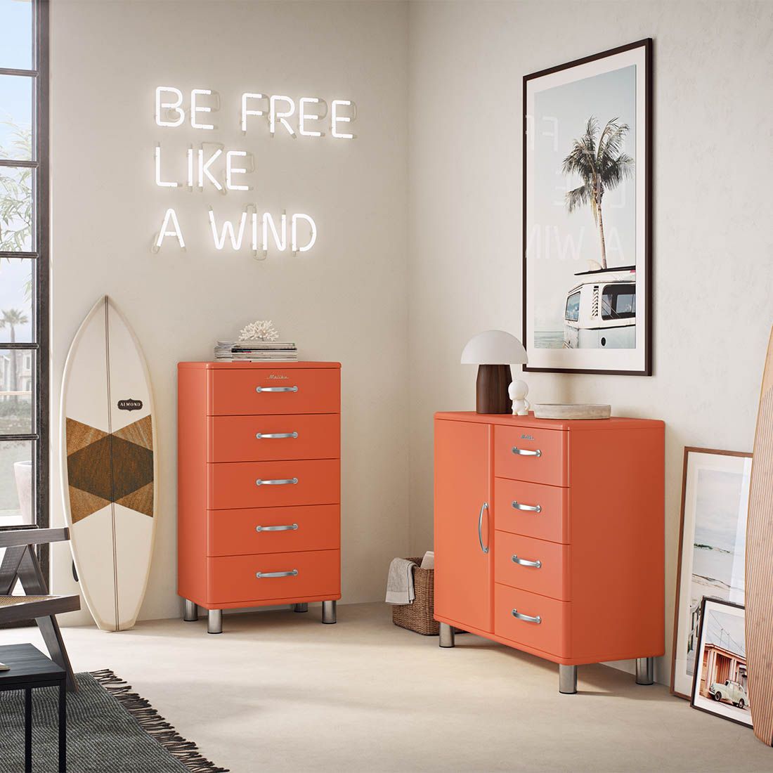 omgivet plakat crack Tenzo Malibu Spring Rebels Kommode 98x41x92cm Red Sand