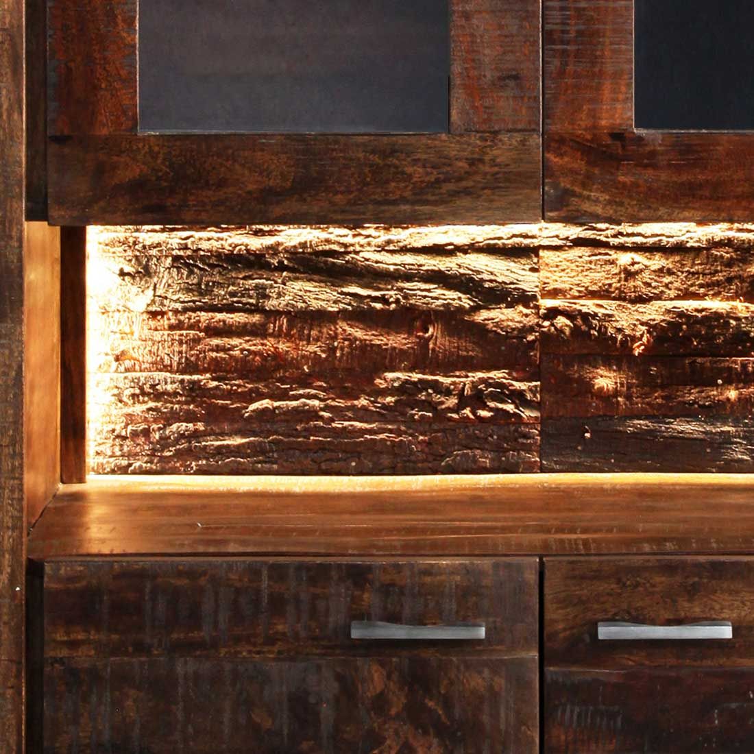 Wolf Möbel Bark Vitrine mit Beleuchtung 98x40x180cm