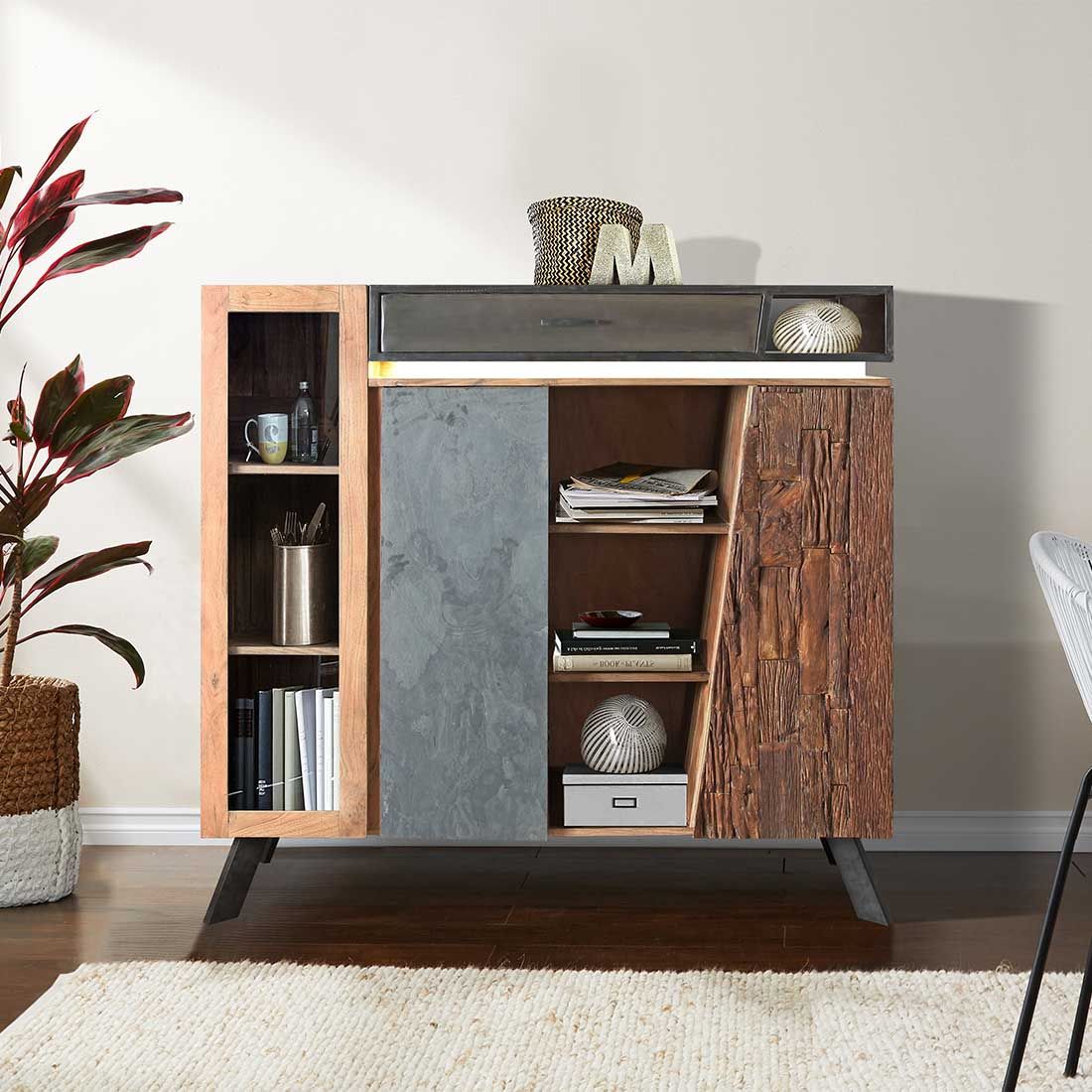Wolf Möbel Stadium Highboard mit Beleuchtung 145x40x140cm