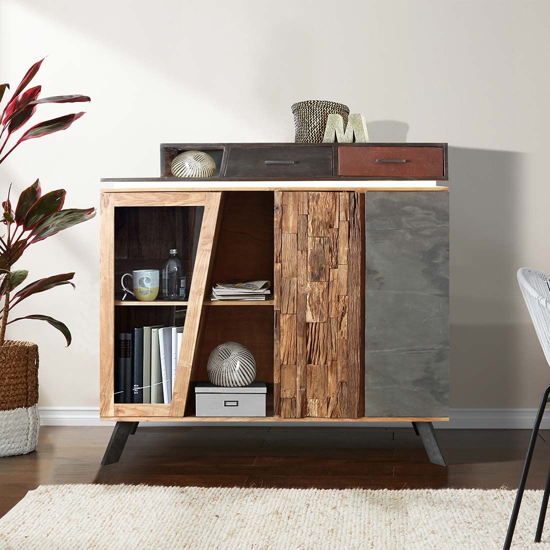 Wolf Möbel Stadium Highboard mit Beleuchtung 145x40x140cm