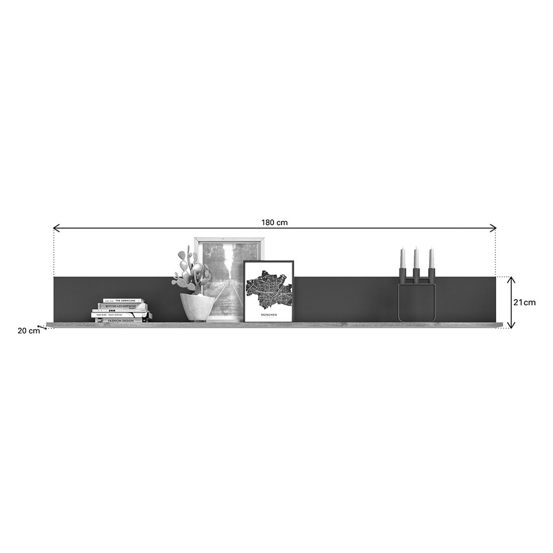 Xonox Mason Wandboard 180x20x21cm