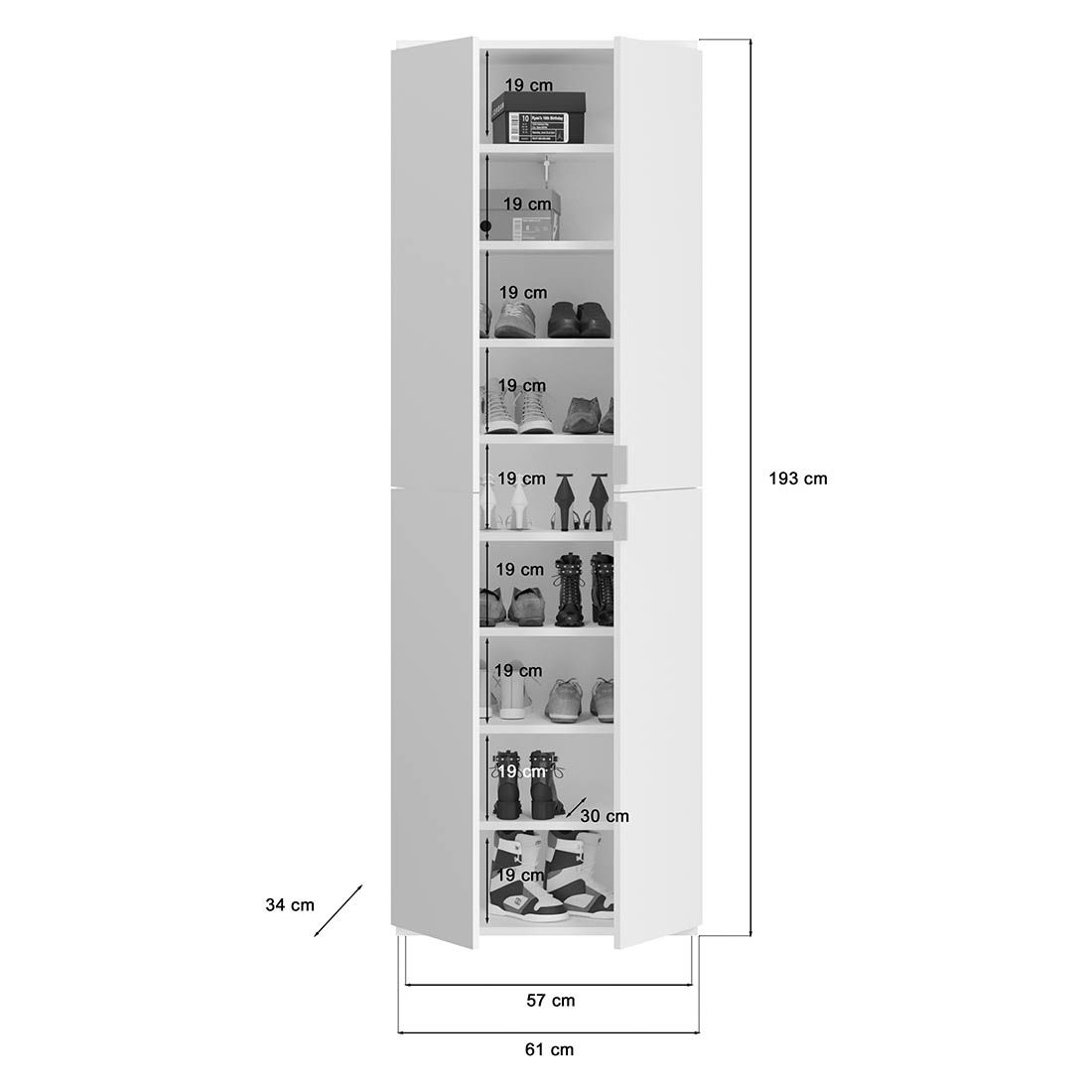 Xonox Projekt X Garderobenschrank 61x34x193cm