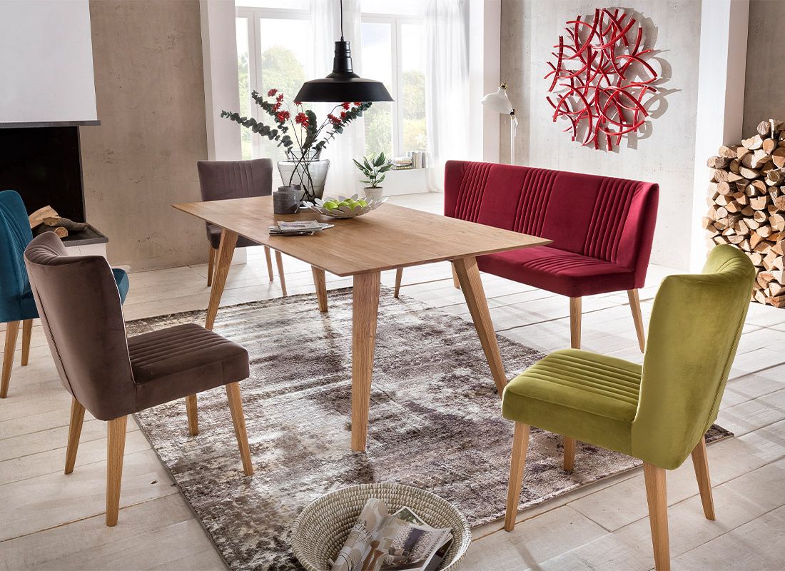 Standard Furniture Jennifer Sitzbank 192cm Rot/Eiche Bianco