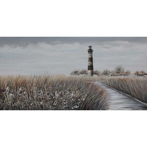La Casa Ölbild Leuchtturm mit Wiese 70x140cm