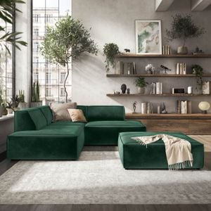 HOMELIV. Lennox Ecksofa mit Hocker Samt