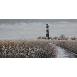 La Casa Ölbild Leuchtturm mit Wiese 70x140cm