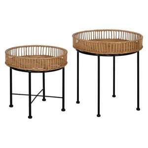 Rafia Rattan Beistelltisch-Set 2-tlg.