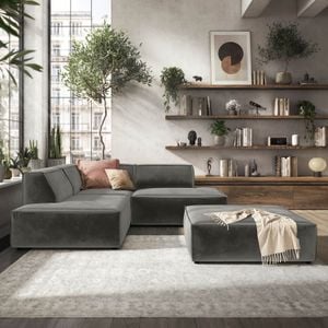 HOMELIV. Lennox Ecksofa mit Hocker Samt