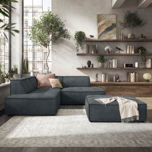HOMELIV. Lennox Ecksofa mit Hocker Velours