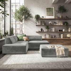 HOMELIV. Lennox Ecksofa mit Hocker Samt