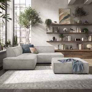 HOMELIV. Lennox Ecksofa mit Hocker Cord