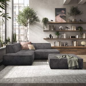 HOMELIV. Lennox Ecksofa mit Hocker Cord